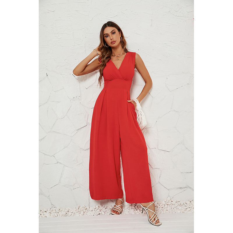 Summer Commuting Sleeveless Fashionable Waist Sleeveless Jumpsuit Women
