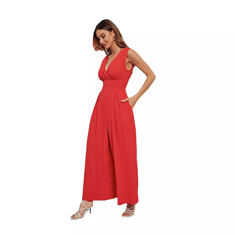 Summer Commuting Sleeveless Fashionable Waist Sleeveless Jumpsuit Women