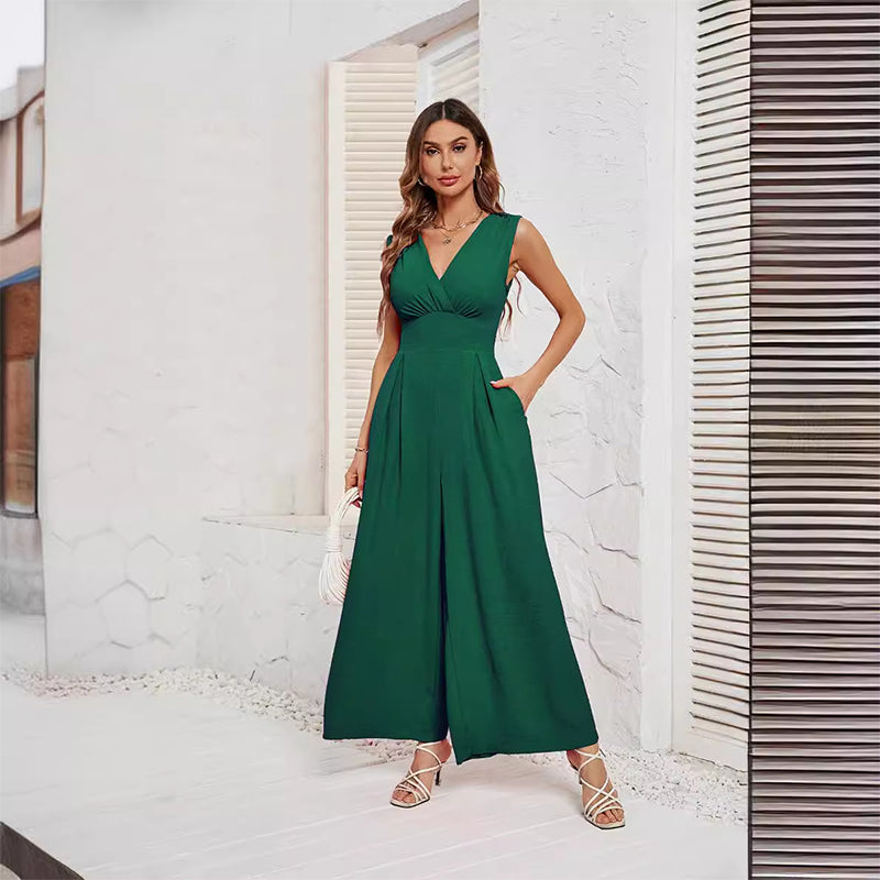 Summer Commuting Sleeveless Fashionable Waist Sleeveless Jumpsuit Women
