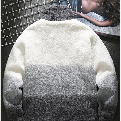 Handsome gray camouflage sherpa jacket for men in winter