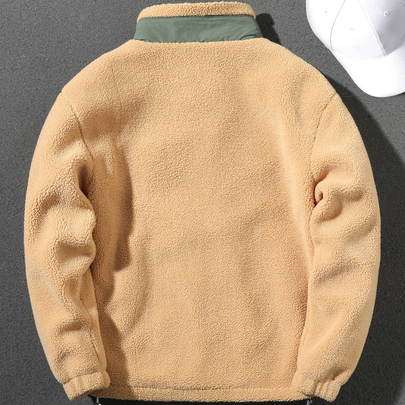 Handsome lamb wool cotton jacket for men 2020 winter new thickened and warm trendy versatile high stand collar lamb wool jacket