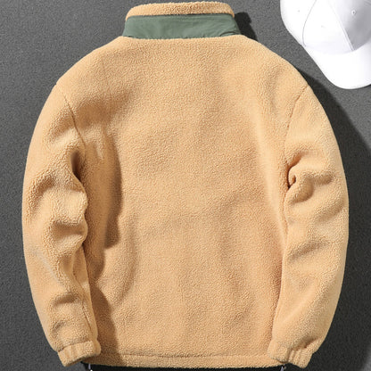 Handsome lamb wool cotton jacket for men 2020 winter new thickened and warm trendy versatile high stand collar lamb wool jacket