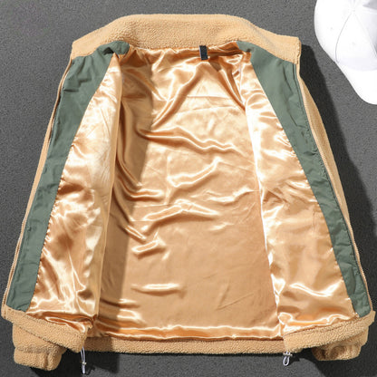 Handsome lamb wool cotton jacket for men 2020 winter new thickened and warm trendy versatile high stand collar lamb wool jacket