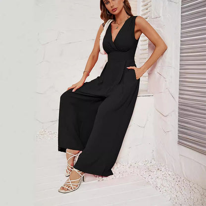 Summer Commuting Sleeveless Fashionable Waist Sleeveless Jumpsuit Women