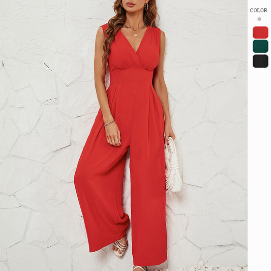 Summer Commuting Sleeveless Fashionable Waist Sleeveless Jumpsuit Women